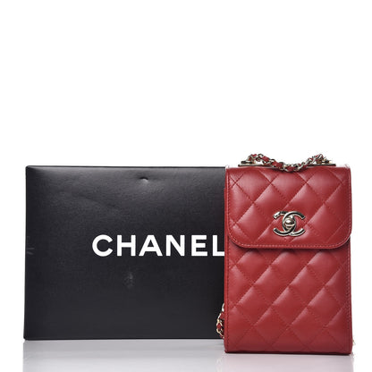 Chanel Lambskin Quilted Trendy CC Phone Holder Red 9 of 9