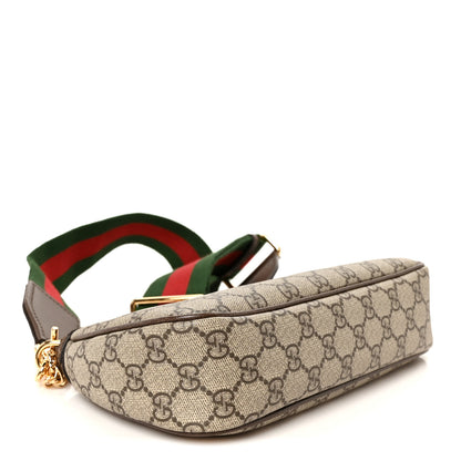 Gucci GG Supreme Monogram Textured Dollar Calfskin Web Small Ophidia GG Handbag Beige Ebony New Acero 4 of 11