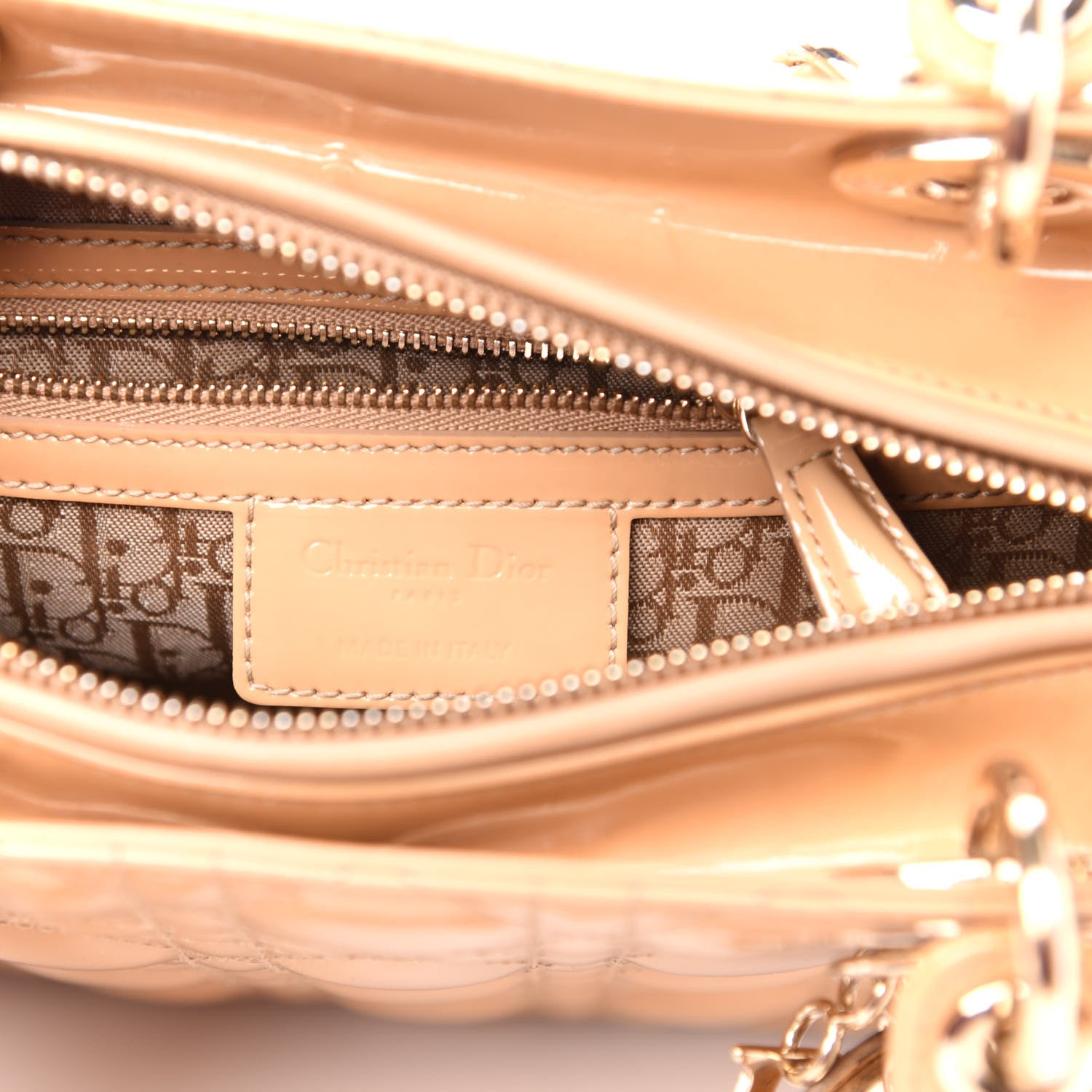 Christian Dior Patent Cannage Medium Lady Dior Beige 6 of 14