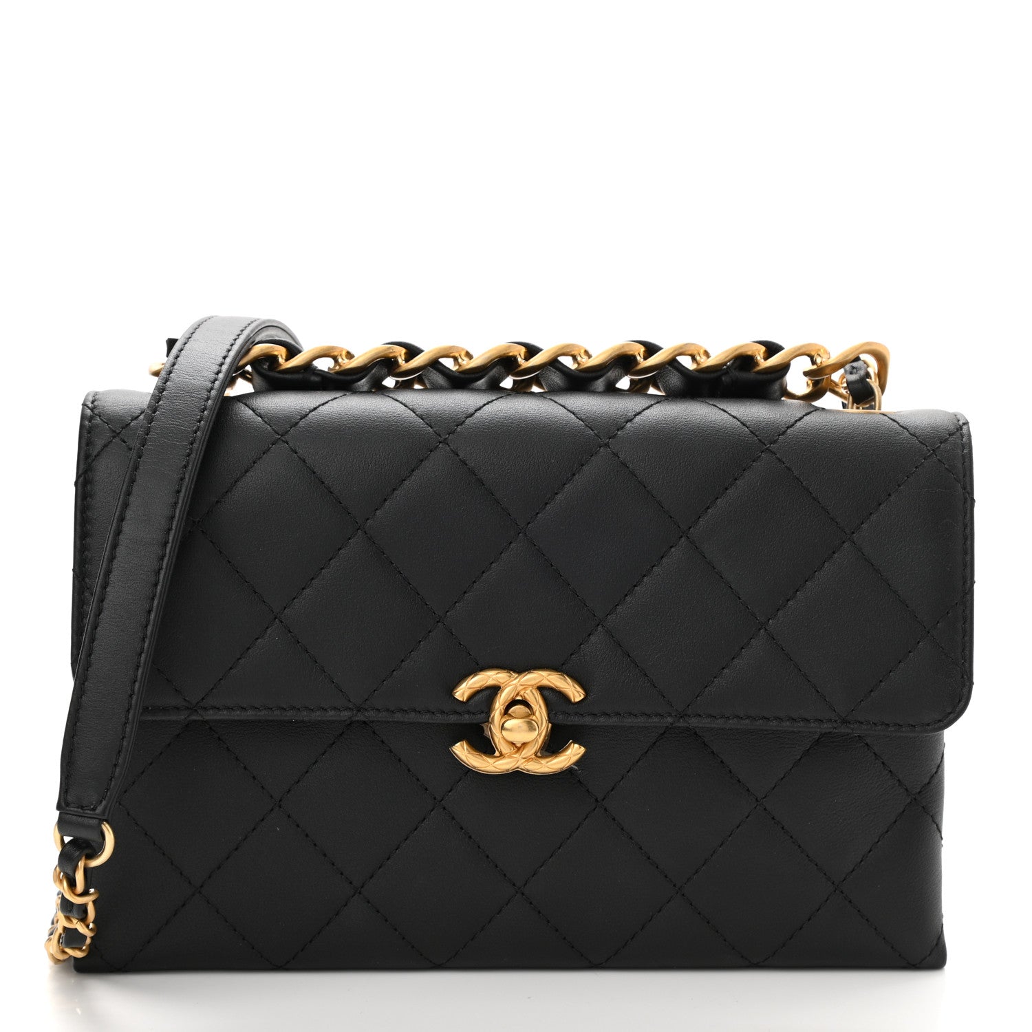 Chanel Lambskin Quilted Small Chain Flap Black 1 of 6