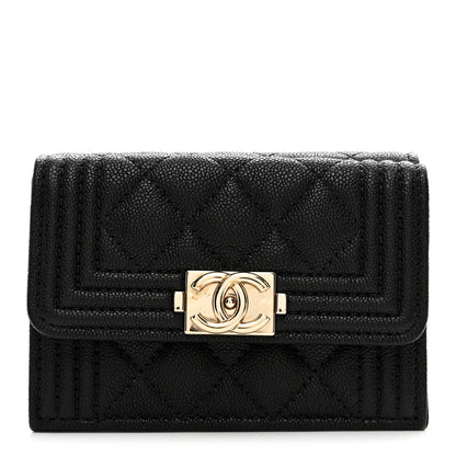 Chanel Caviar Quilted Small Boy Flap Wallet Black 1 of 8