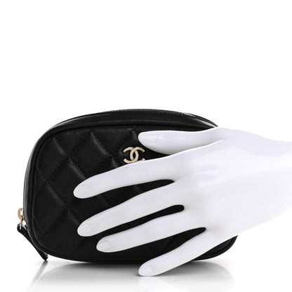 Chanel Lambskin Small Curvy Pouch Cosmetic Case Black 2 of 8