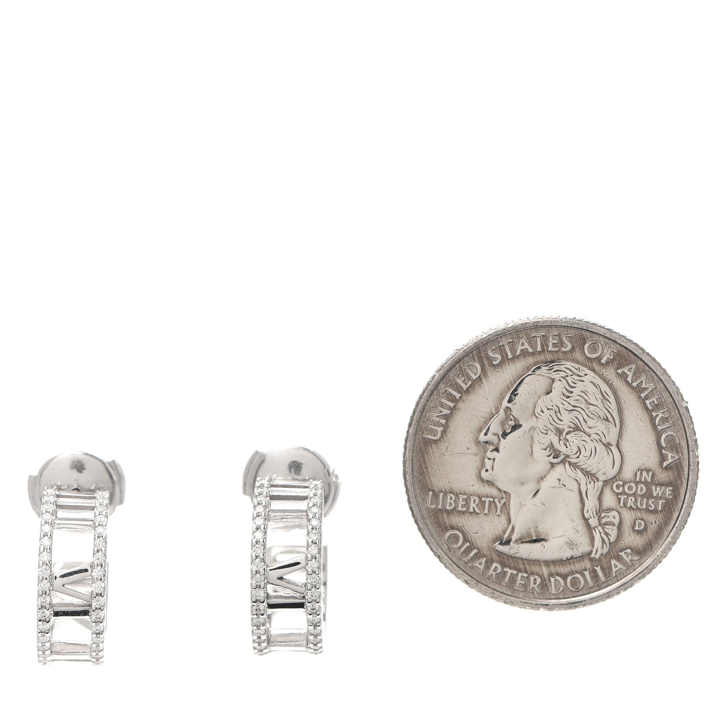 18K White Gold Diamond Atlas Open Hoop Earrings