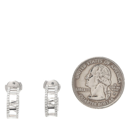 Tiffany 18K White Gold Diamond Atlas Open Hoop Earrings 2 of 5