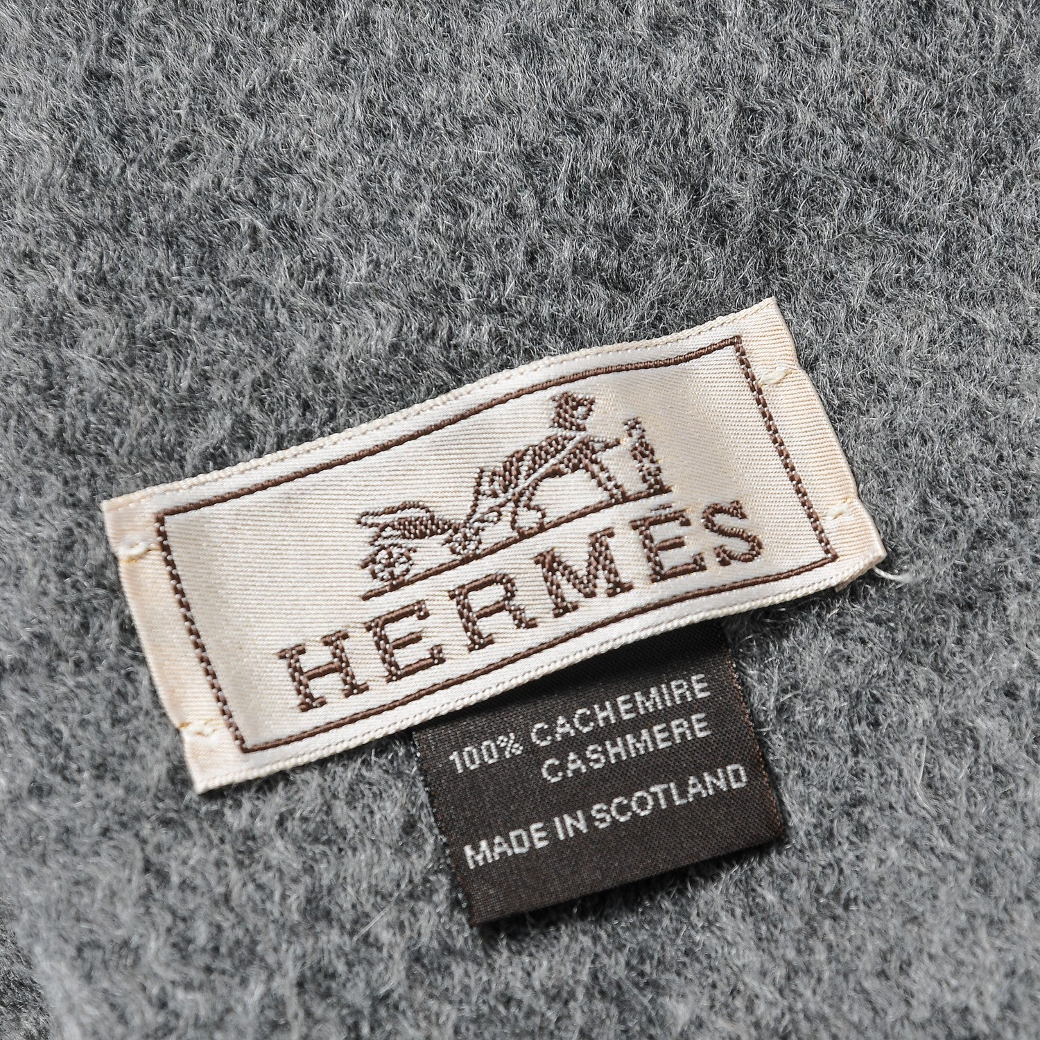 Hermes Cashmere Fringe Scarf Gray 4 of 5