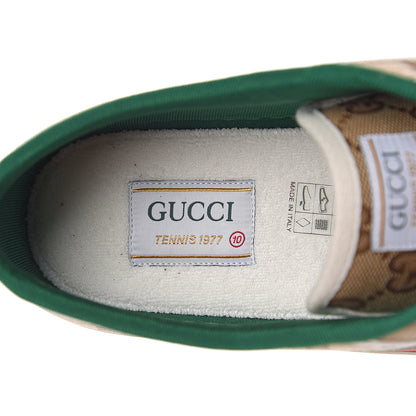 Gucci GG Monogram Web Mens 1977 Tennis Sneakers 10 Beige Ebony Mystic White 6 of 9
