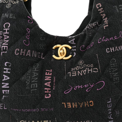 Chanel Denim Quilted Denim Mood Hobo Black Multicolor 8 of 10