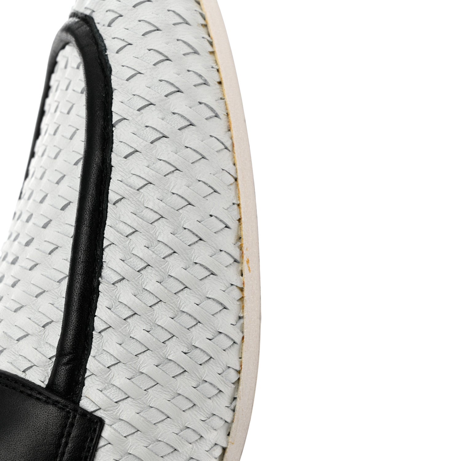 Chanel Lambskin Calfskin Braided Mens Mocassin Loafers 44 White Black 8 of 10