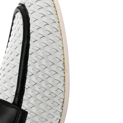 Chanel Lambskin Calfskin Braided Mens Mocassin Loafers 44 White Black 8 of 10