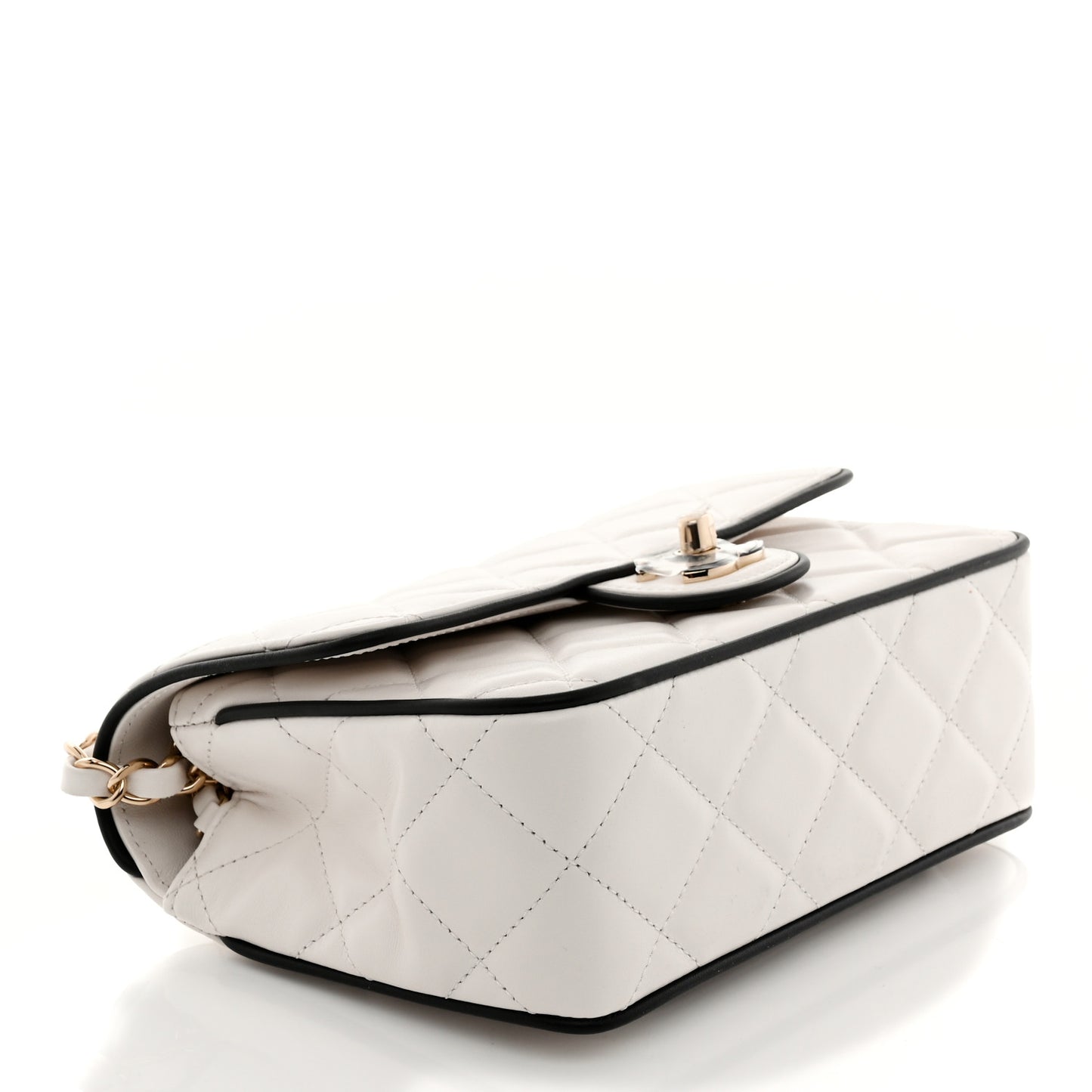 Lambskin Quilted Resin CC Mini Flap Bag White Black