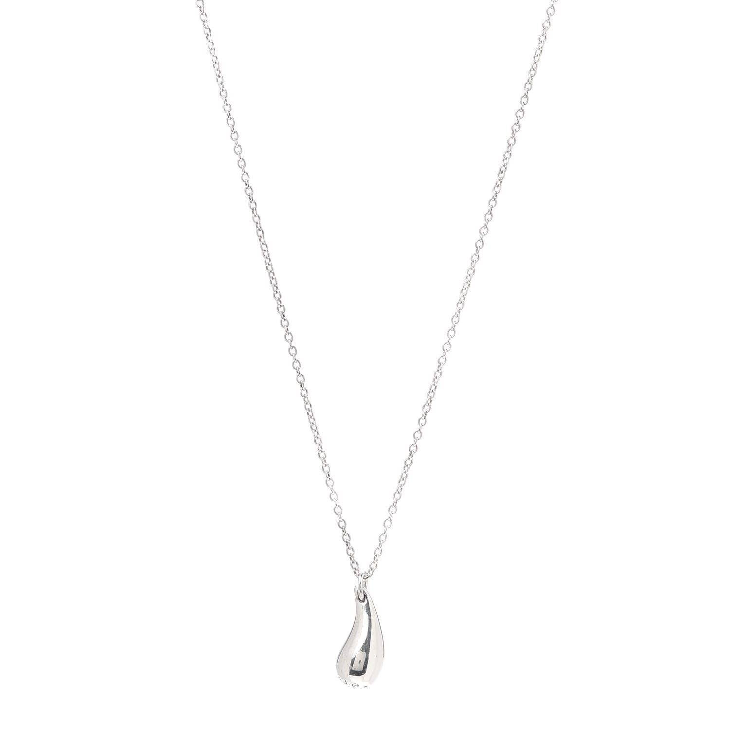 Tiffany Sterling Silver 12mm Elsa Peretti Tear Drop Pendant Necklace 1 of 6