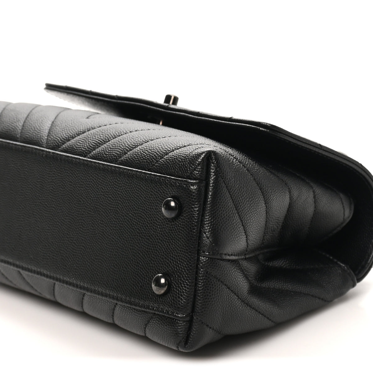 Chanel Caviar Chevron Quilted Mini Coco Handle Flap So Black 9 of 9