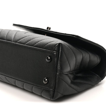 Chanel Caviar Chevron Quilted Mini Coco Handle Flap So Black 9 of 9