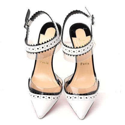 Christian Louboutin Patent Kid PVC Chouette 100 Pumps 38 White 5 of 9