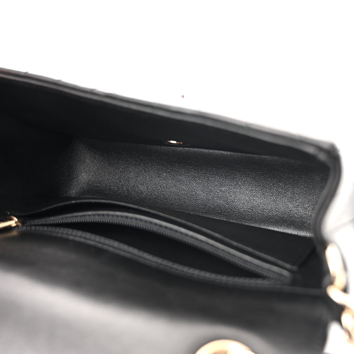 Lambskin Chevron Quilted Mini Rectangular Flap Black