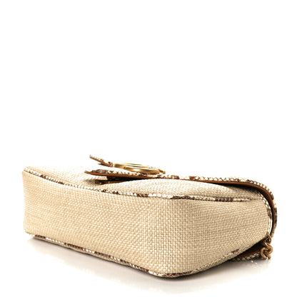 Gucci Raffia Elaphe Matelasse Small GG Marmont Shoulder Bag Natural Cream Brown 4 of 6