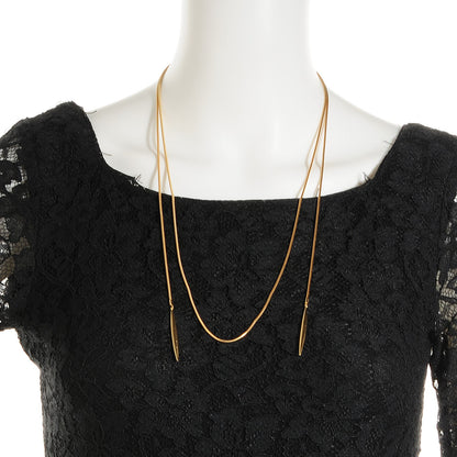 Tiffany 18k Yellow Gold Feather Snake Chain Lariat Necklace 2 of 5
