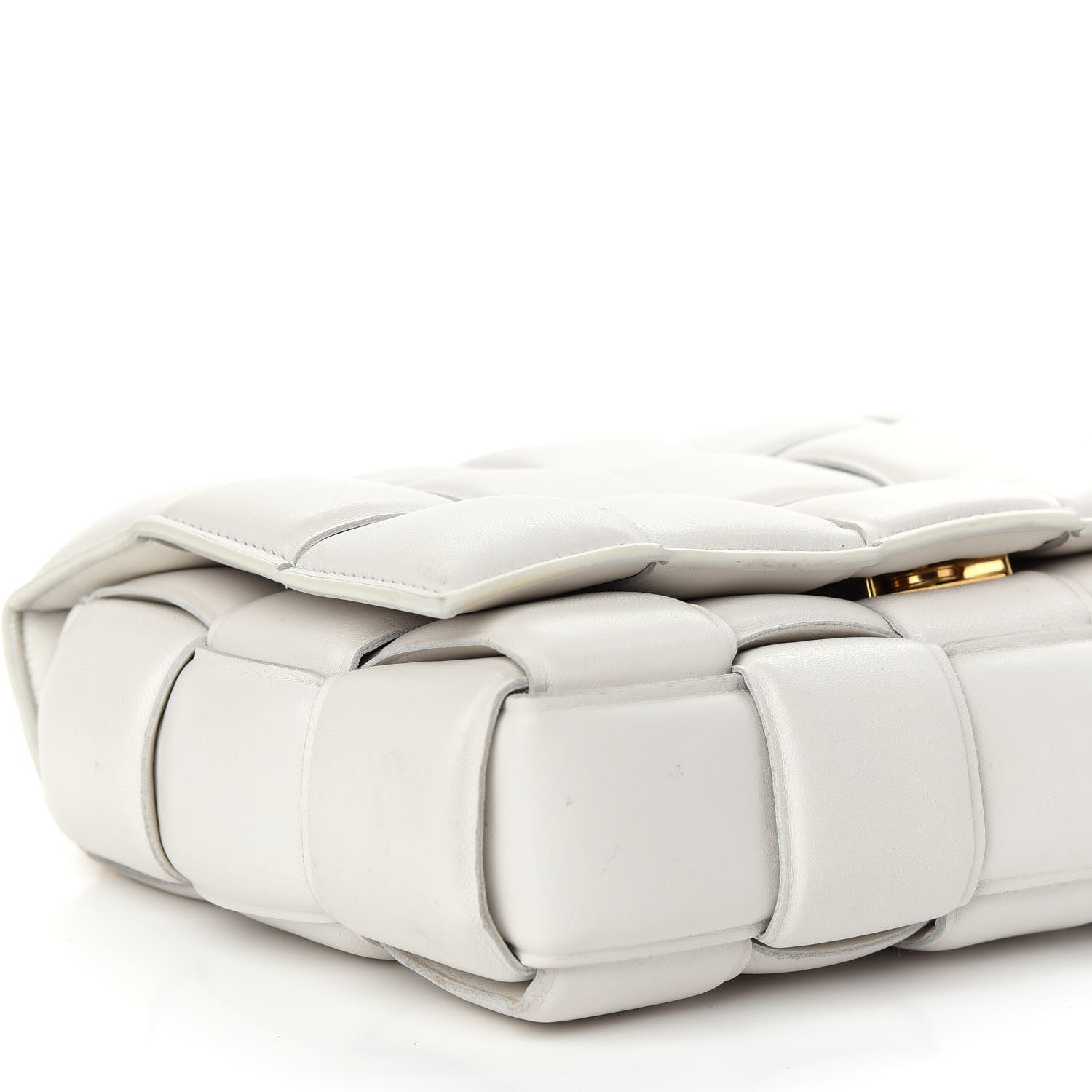 Bottega Veneta Lambskin Maxi Intreccio Padded Chain Cassette Crossbody Bag White 8 of 9
