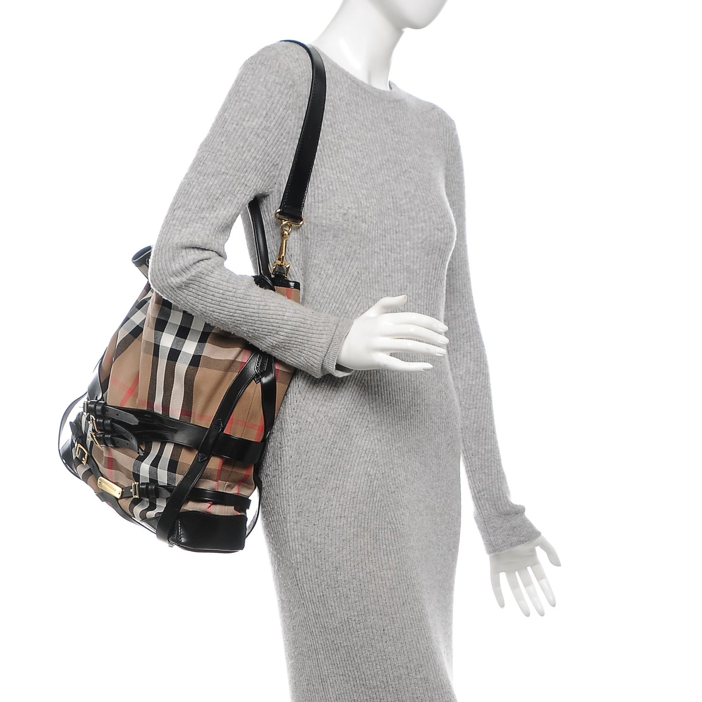 House Check Bridle Calfskin Medium Gosford Hobo Black