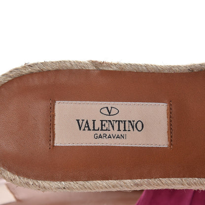 Valentino Garavani Suede Tropical Bow Espadrille Flat Slide Sandals 35.5 Deep Cyclamin 6 of 9