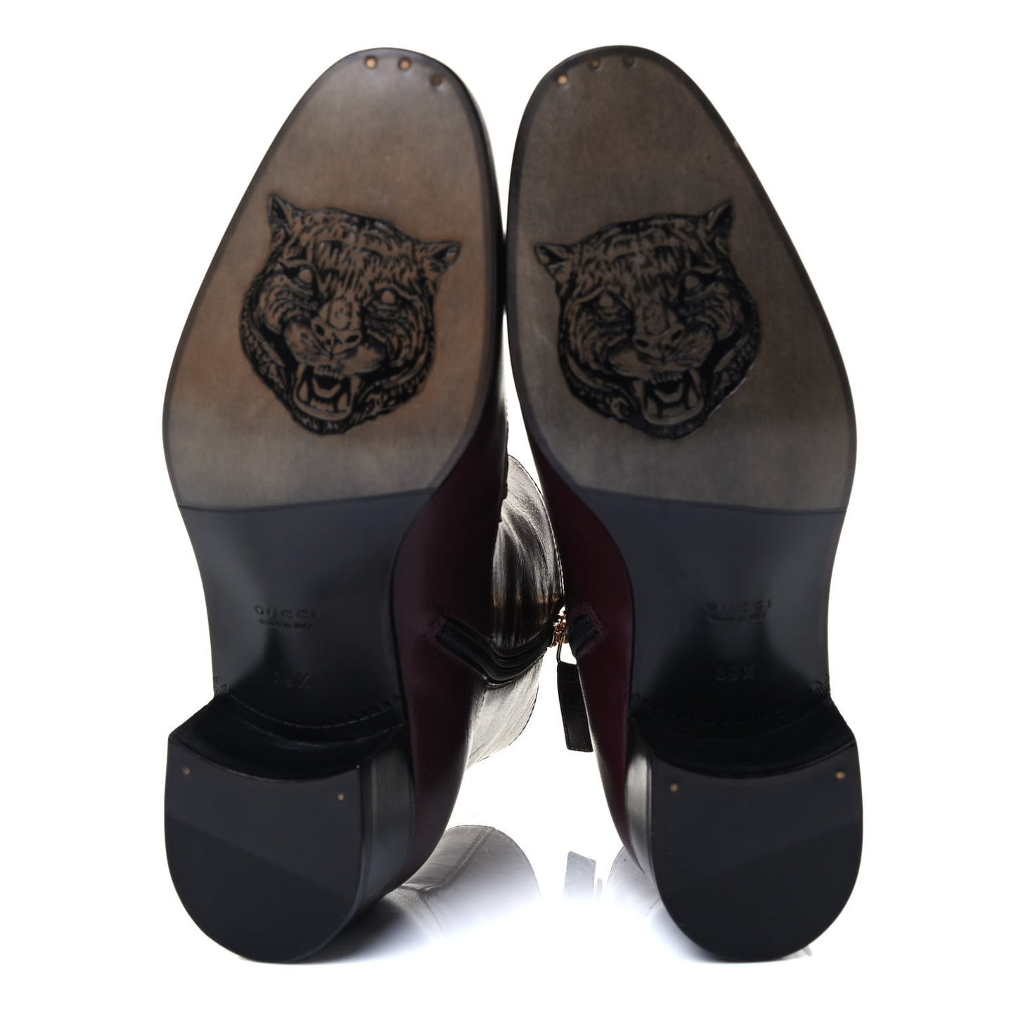 Goatskin Kitten Chain Horsebit Ankle Boots 39.5 Bordeaux