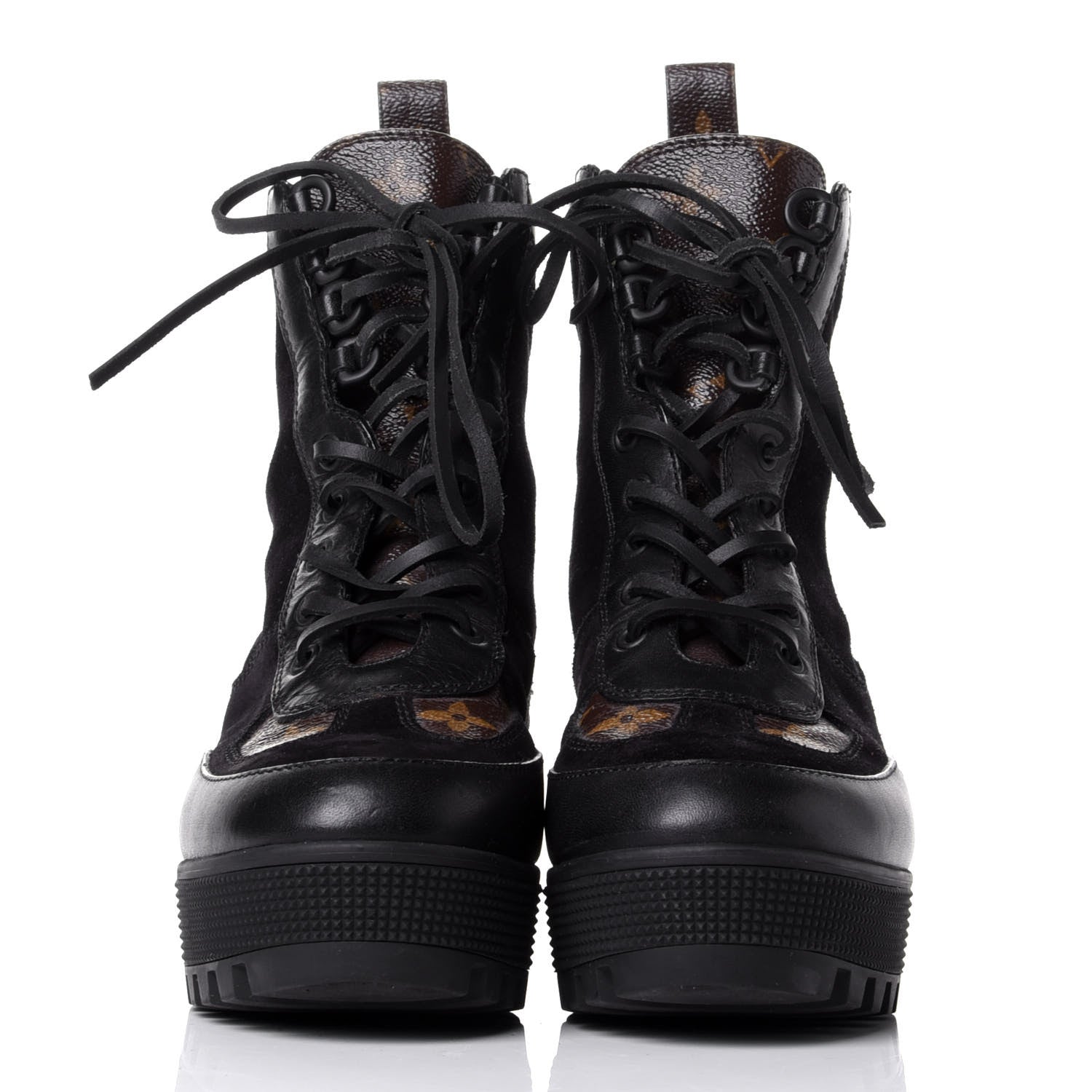 Louis Vuitton Suede Calfskin Monogram Laureate Platform Desert Boots 37 Black 2 of 10