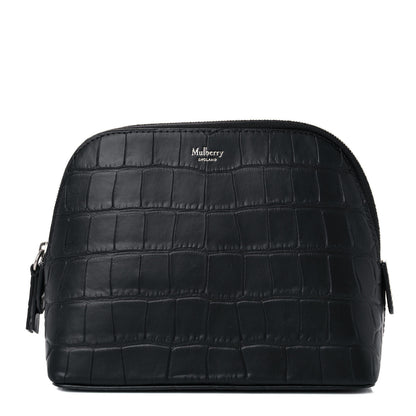 Mulberry Crocodile Embossed Calfskin Cosmetic Pouch Black 1 of 14