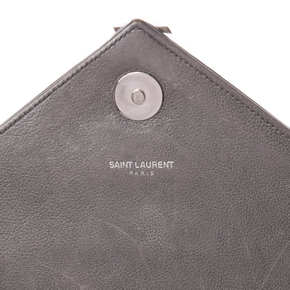 Saint Laurent Sheepskin Matelasse Chevron Monogram Medium College Bag Dark Anthracite 6 of 19