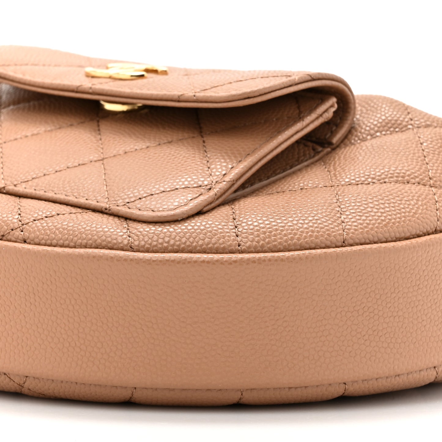 Caviar Quilted Polly Pocket Pouch Hobo Dark Beige