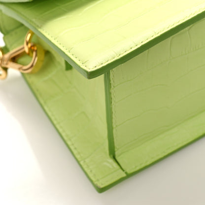 Jacquemus Calfskin Crocodile Embossed Le Chiquito Moyen Light Green 7 of 8
