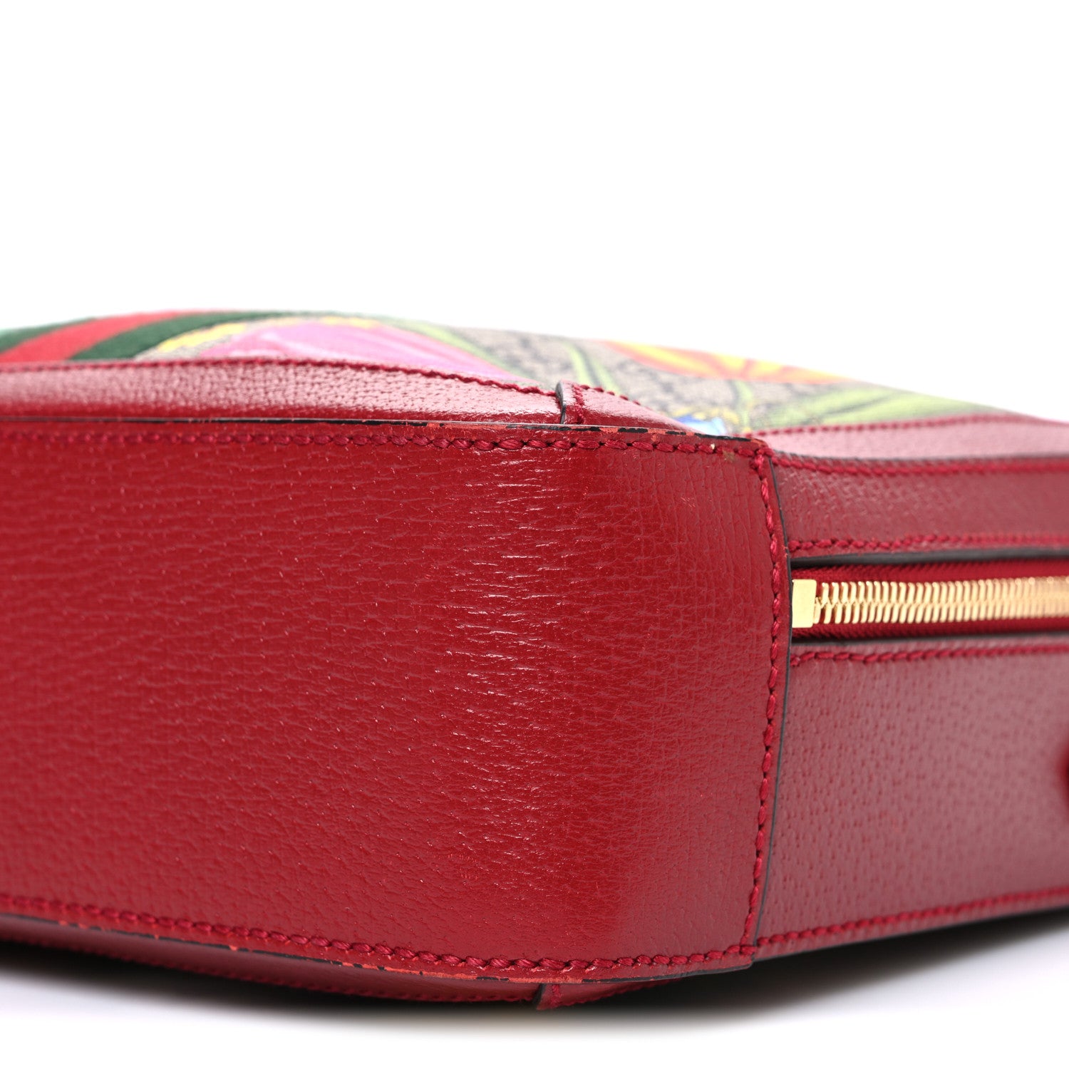 Gucci GG Supreme Monogram Flora Web Small Ophidia Top Handle Shoulder Bag Hibiscus Red 10 of 10
