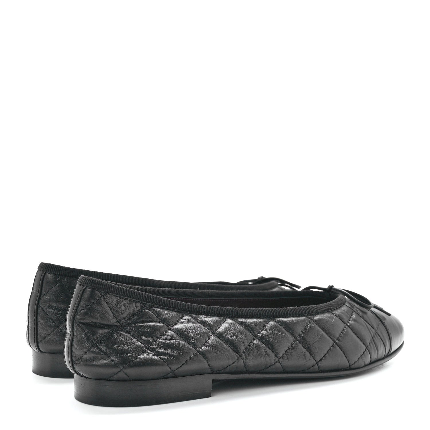 Chanel Aged Calfskin Quilted CC Cap Toe Ballerina Flats 39.5 Black 4 of 9