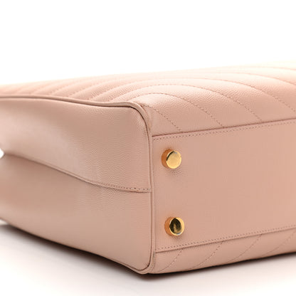 Saint Laurent Grain De Poudre Matelasse Chevron Large Monogram Shopping Bag Pale Pink 10 of 11