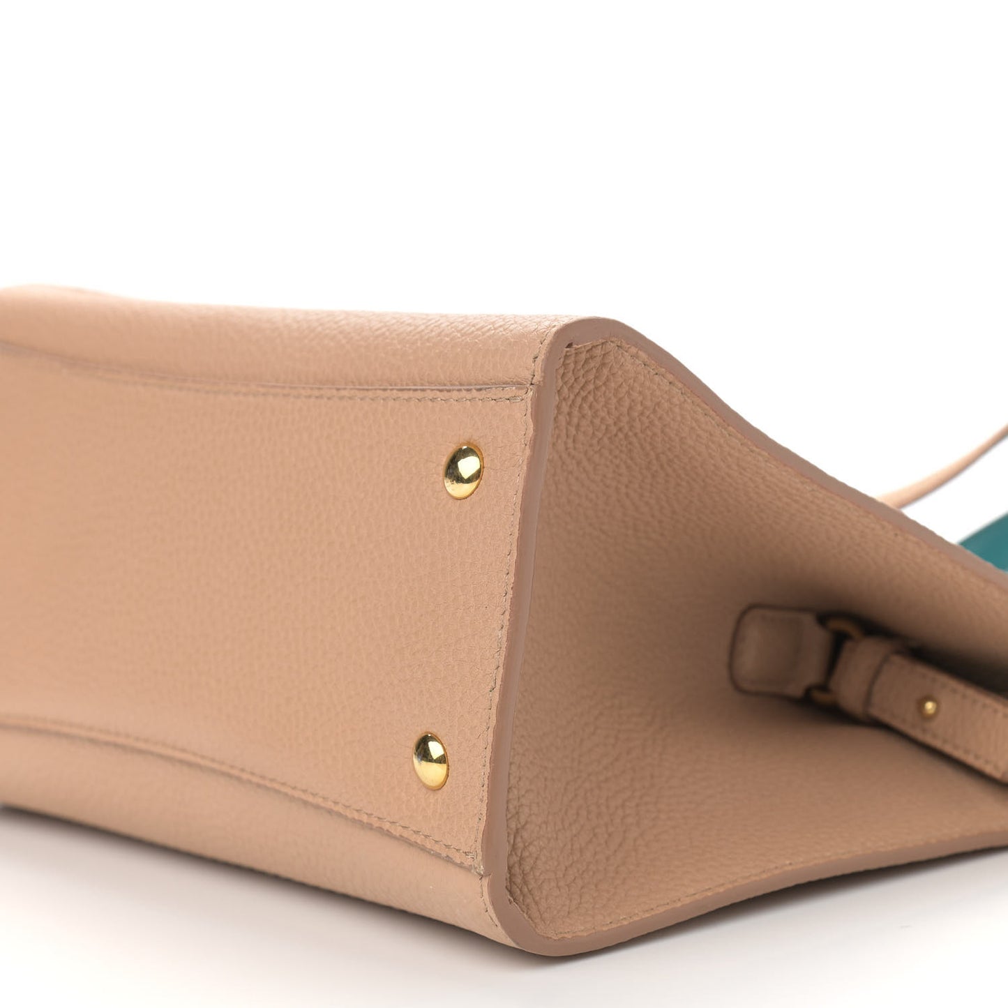 Hammered Calfskin Double Handle Small Amy Tote Beige Blue
