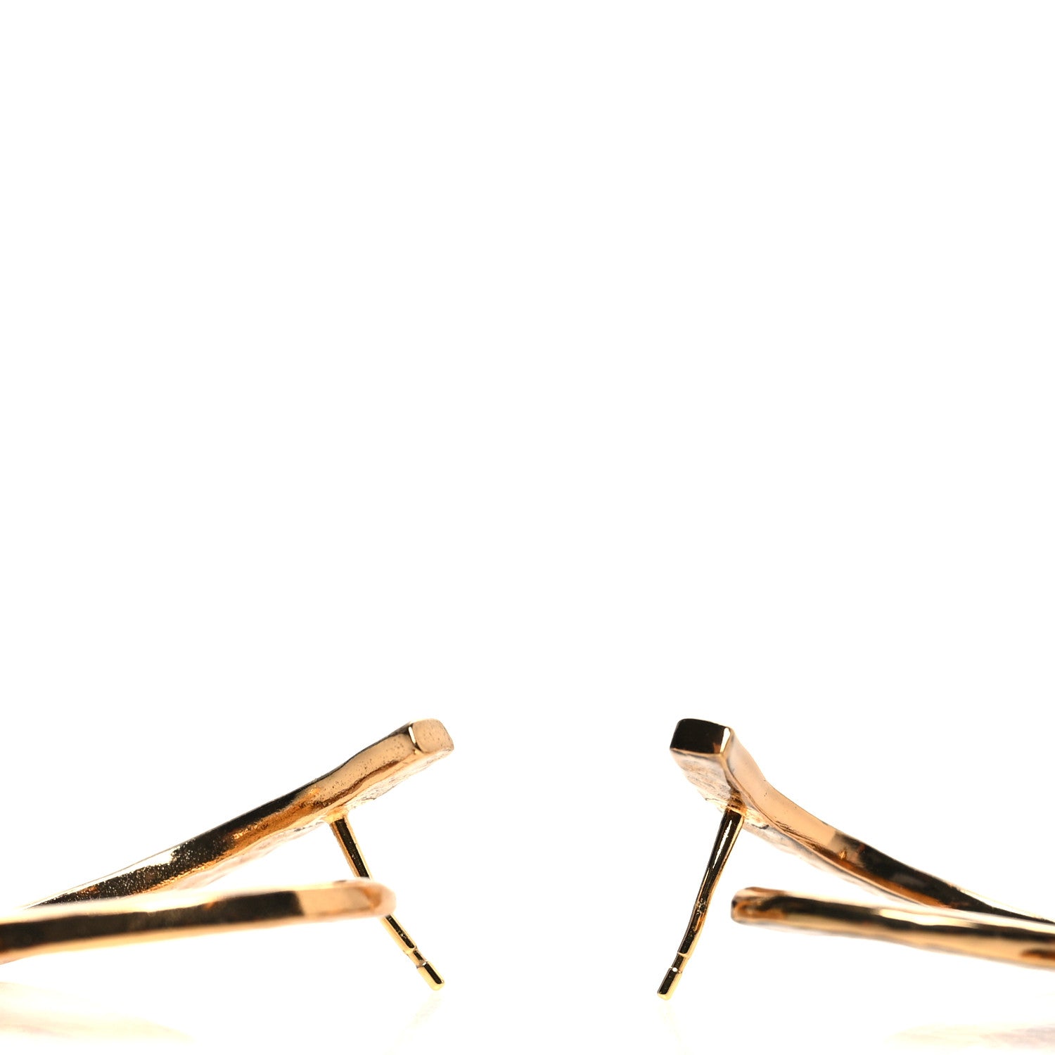 Chanel Metal Textured Hoop Drop CC Earrings Gold 3 of 4