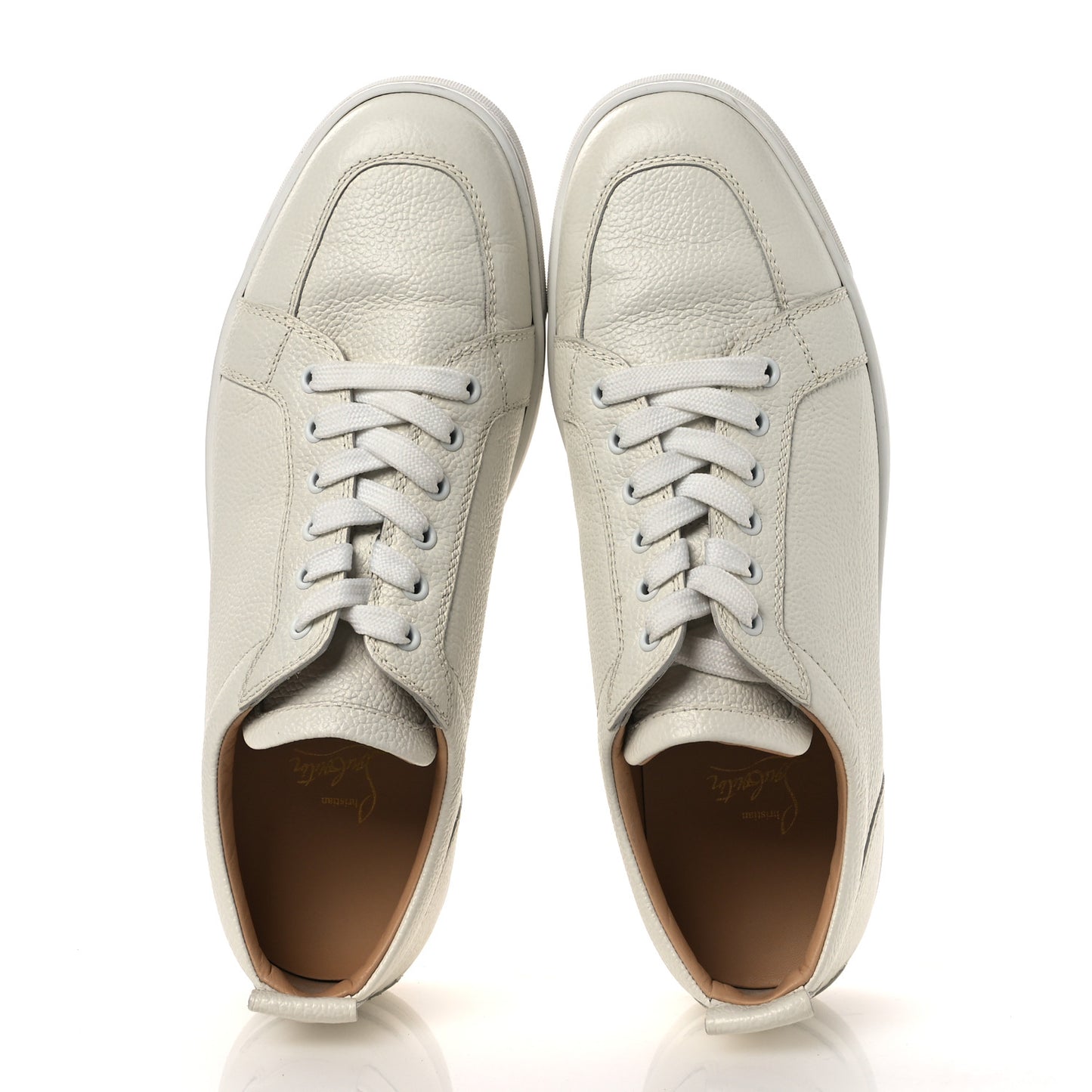 Grained Calfskin Rantulow Flat Sneakers 43.5 Latte