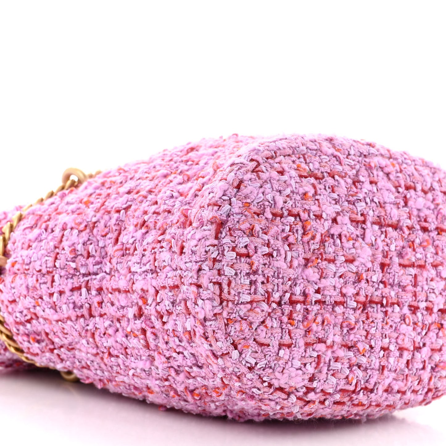 Tweed Enamel Quilted Pending CC Bucket Drawstring Bag Light Purple Pink Red