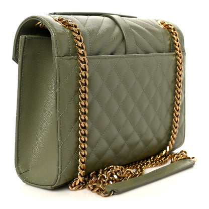 Saint Laurent Grain De Poudre Textured Mixed Matelasse Triquilt Medium Monogram Satchel Light Sage 3 of 11