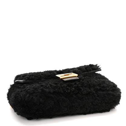 Fendi Shearling Shiny Nappa Micro Baguette Black 4 of 10