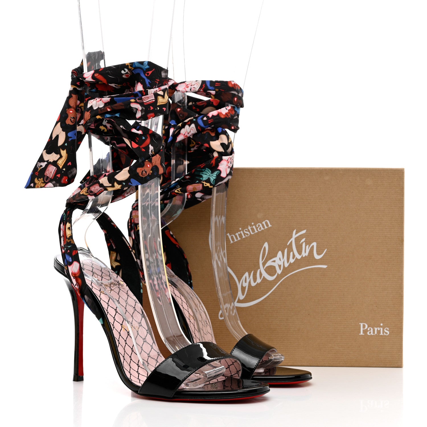 Christian Louboutin Patent Satin Fetish Du Desert 100 Sandal 41 Black 10 of 10