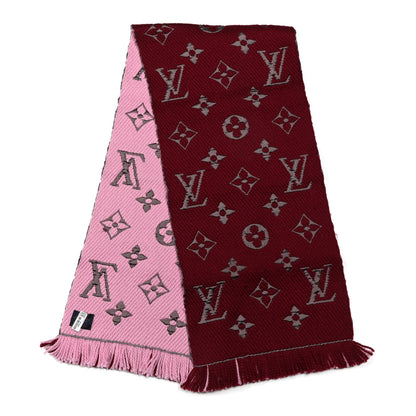 Louis Vuitton Wool Silk Logomania Duo Scarf Wine 2 of 3