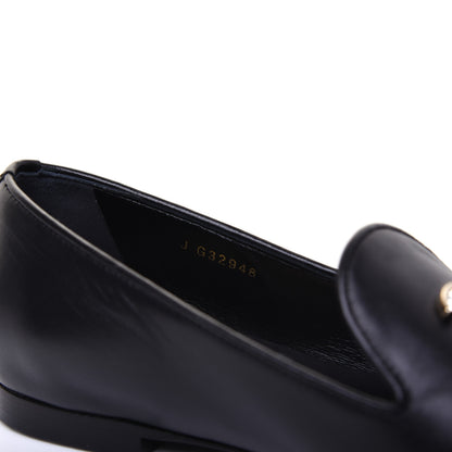 Chanel Enamel Pearl Crystal Lambskin Womens CC Mocassin Loafers 37 Black 8 of 11