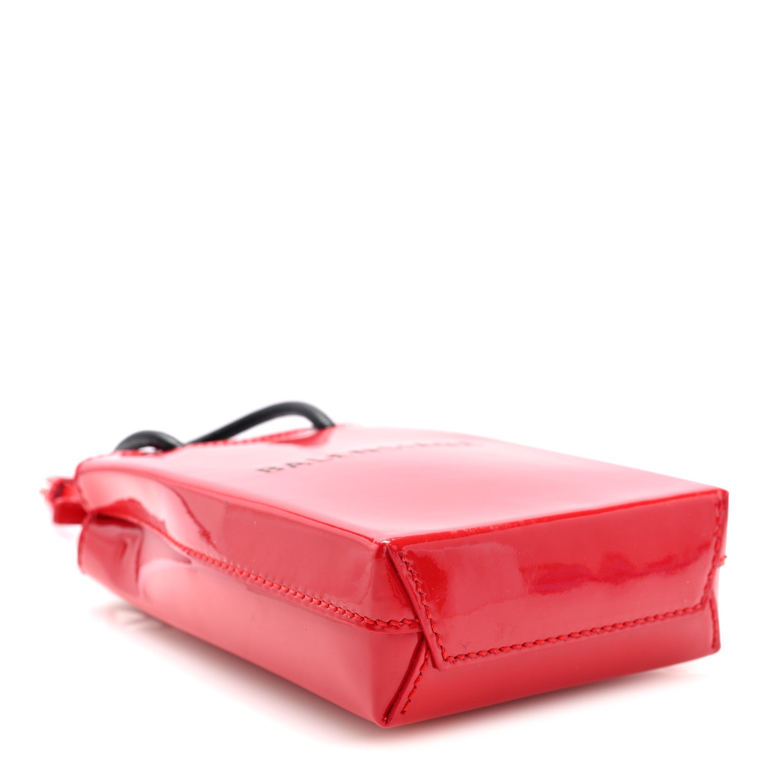 Balenciaga Patent Calfskin Logo Shopping Phone Holder Bag Bright Red 4 of 9