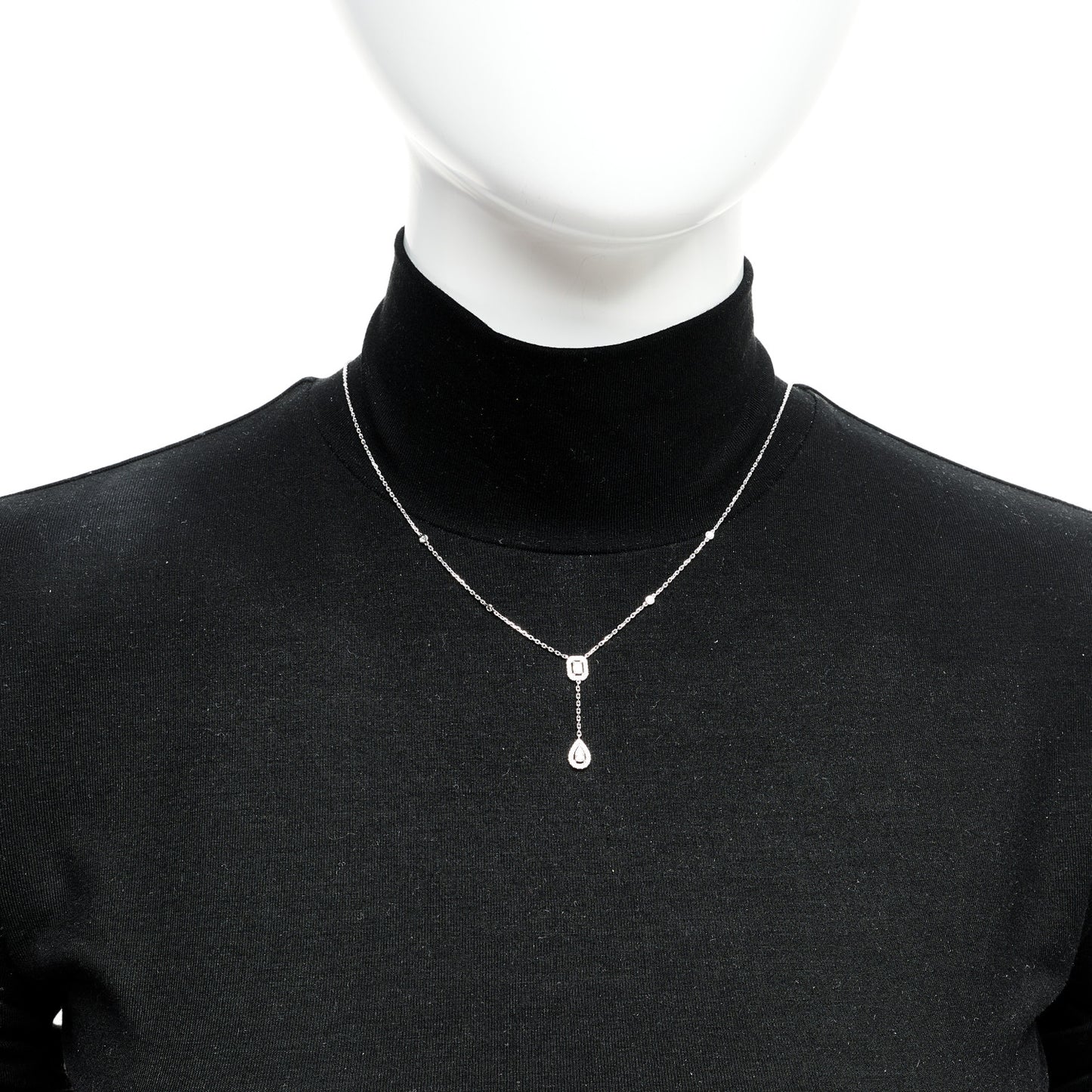 18K White Gold Diamond My Twin Tie Necklace