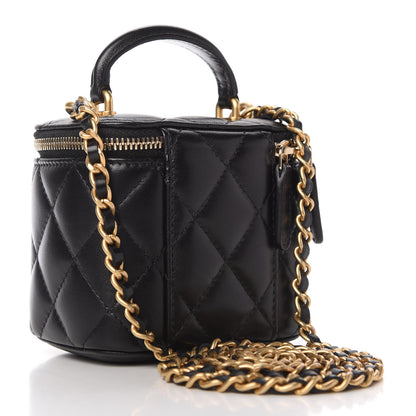 Chanel Lambskin Quilted Top Handle Mini Vanity Case With Chain Black 3 of 11