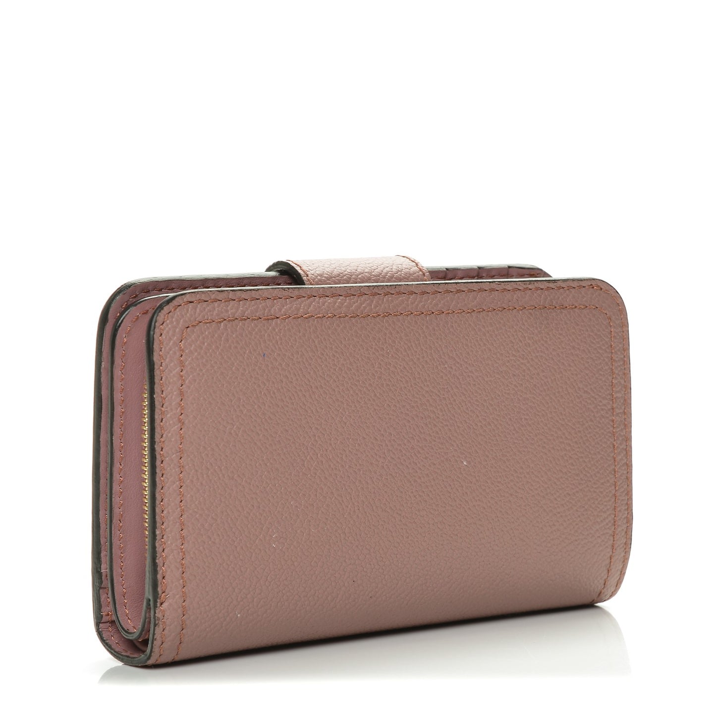 Grainy Leather Buckle Detail Zip Wallet Dusty Pink