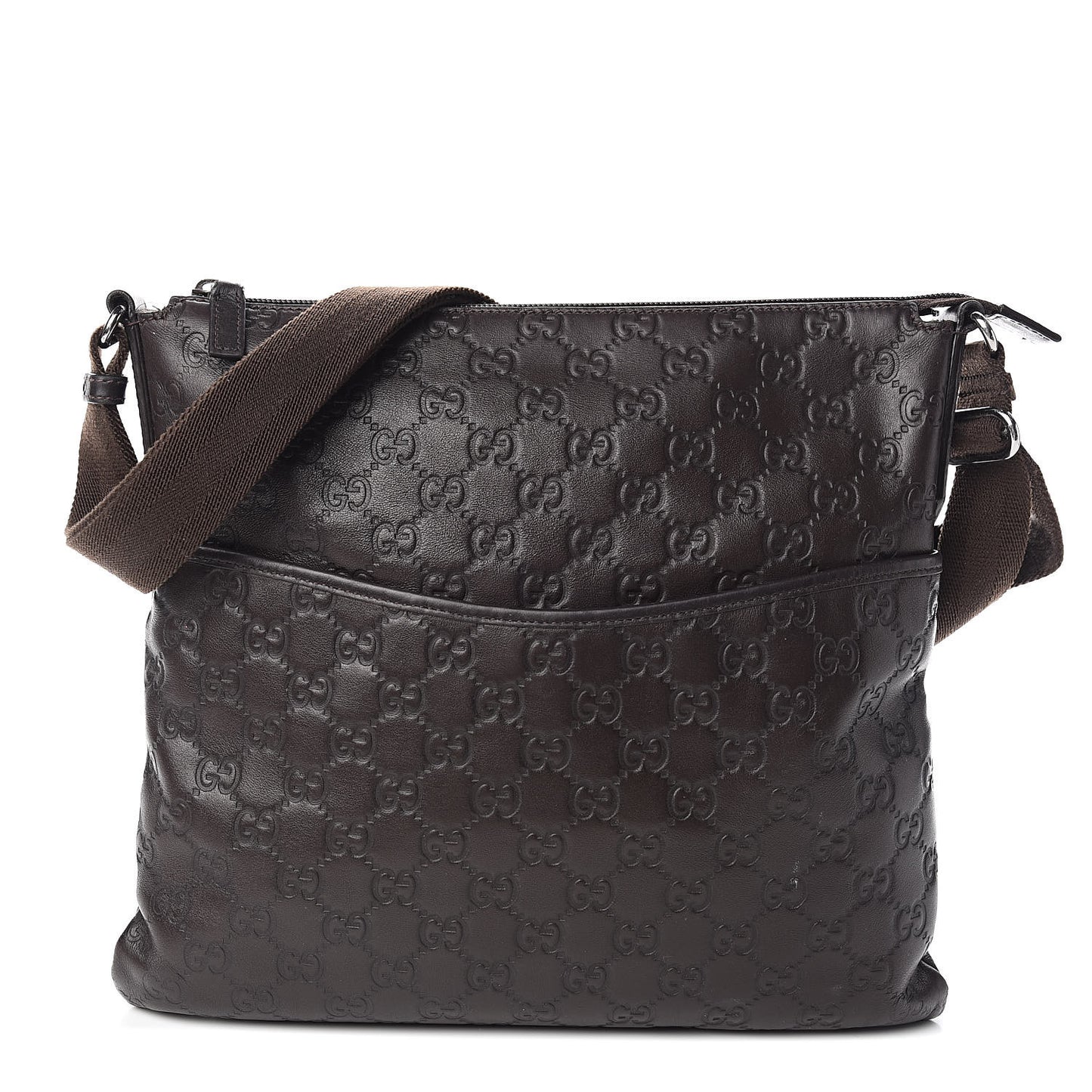 Guccissima Crossbody Messenger Bag Dark Brown