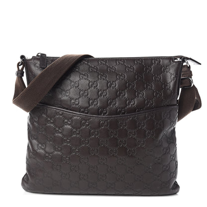 Gucci Guccissima Crossbody Messenger Bag Dark Brown 1 of 13