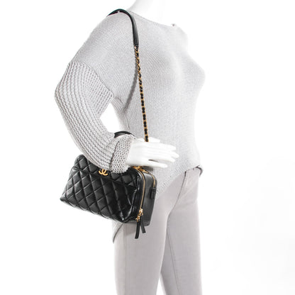 Chanel Lambskin Quilted Medium Trendy CC Bowling Bag Black 2 of 7