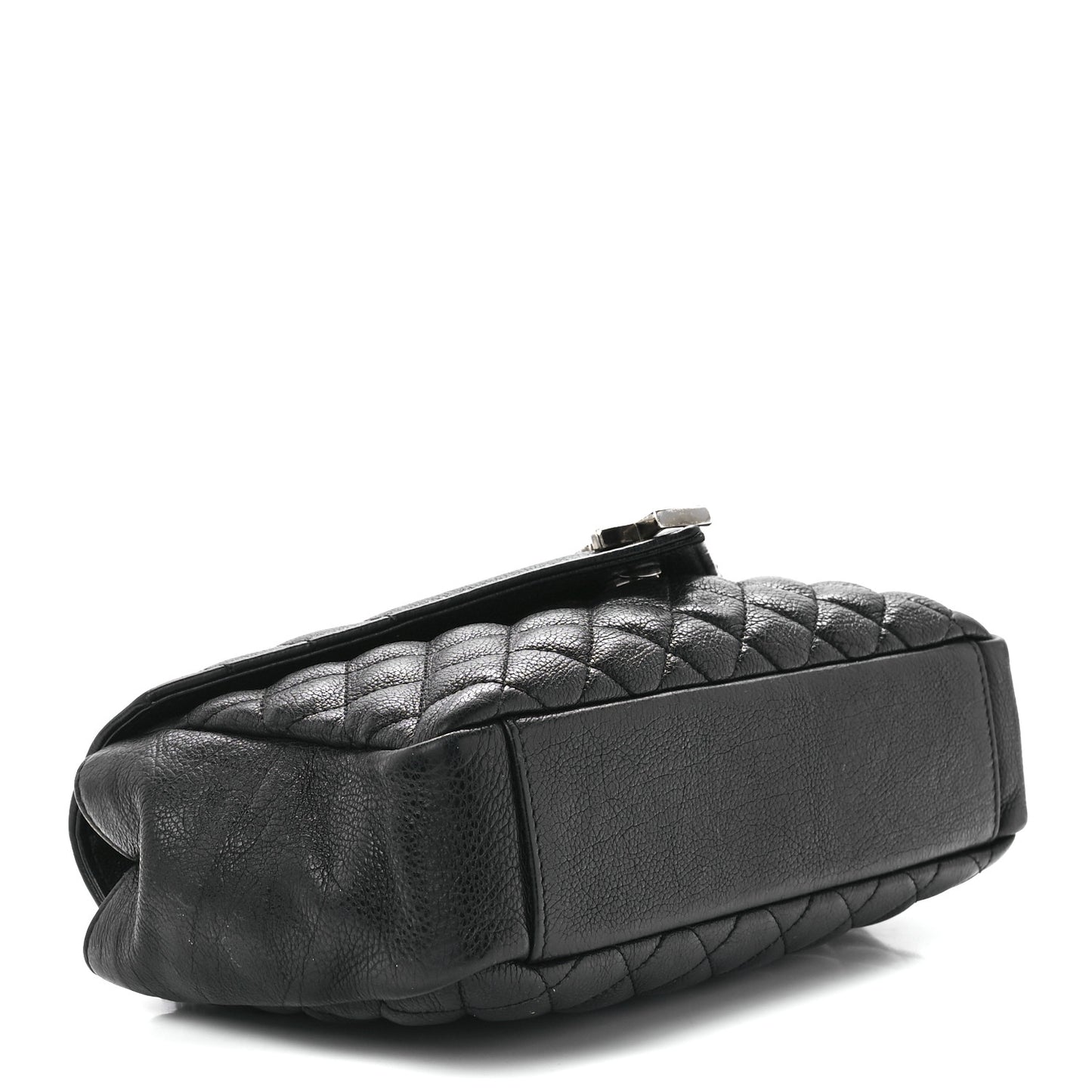 Sheepskin Tri-Quilt Monogram Medium College Bag Black